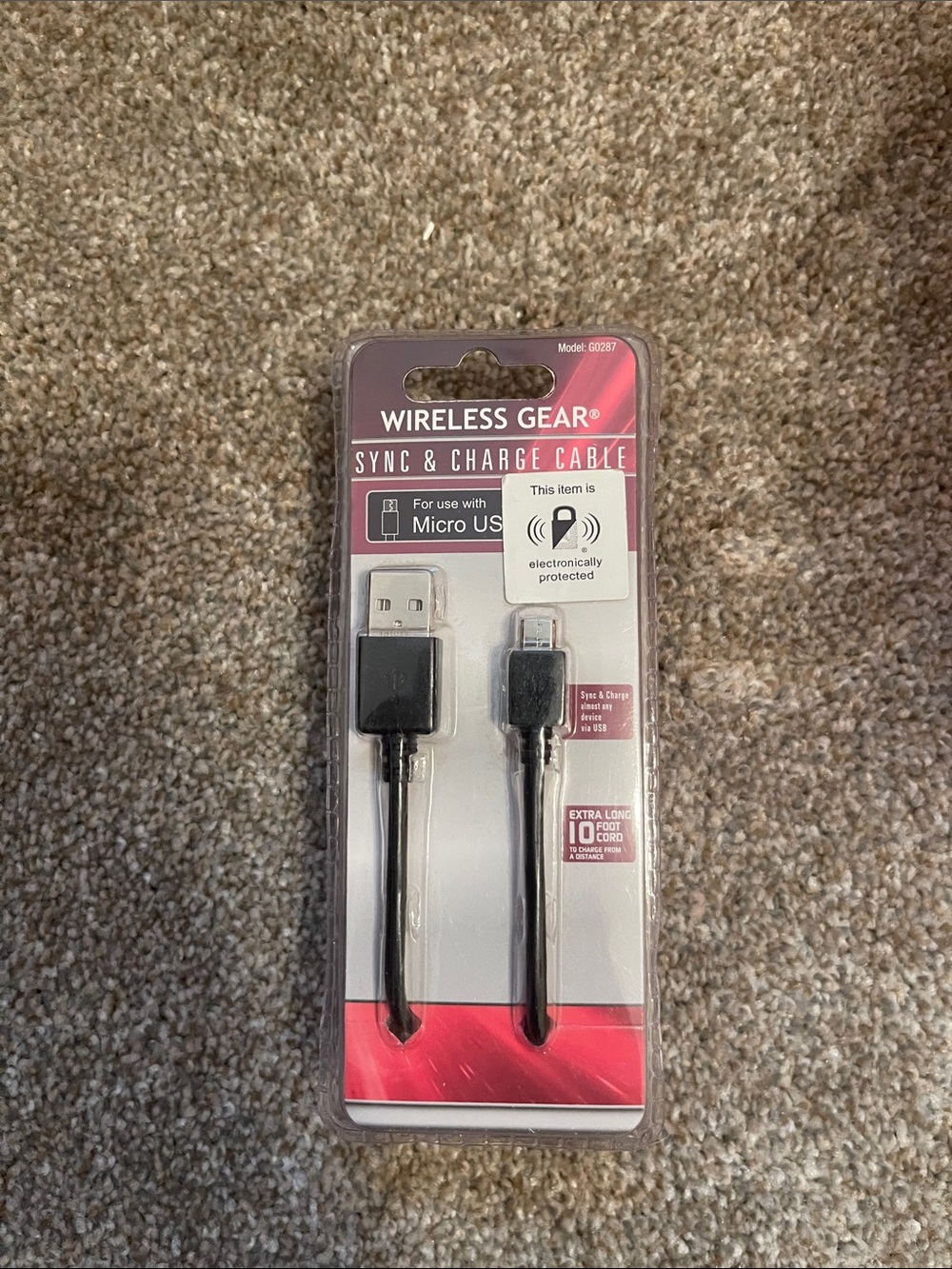 Black Micro USB Sync & Charge Cable - 10ft